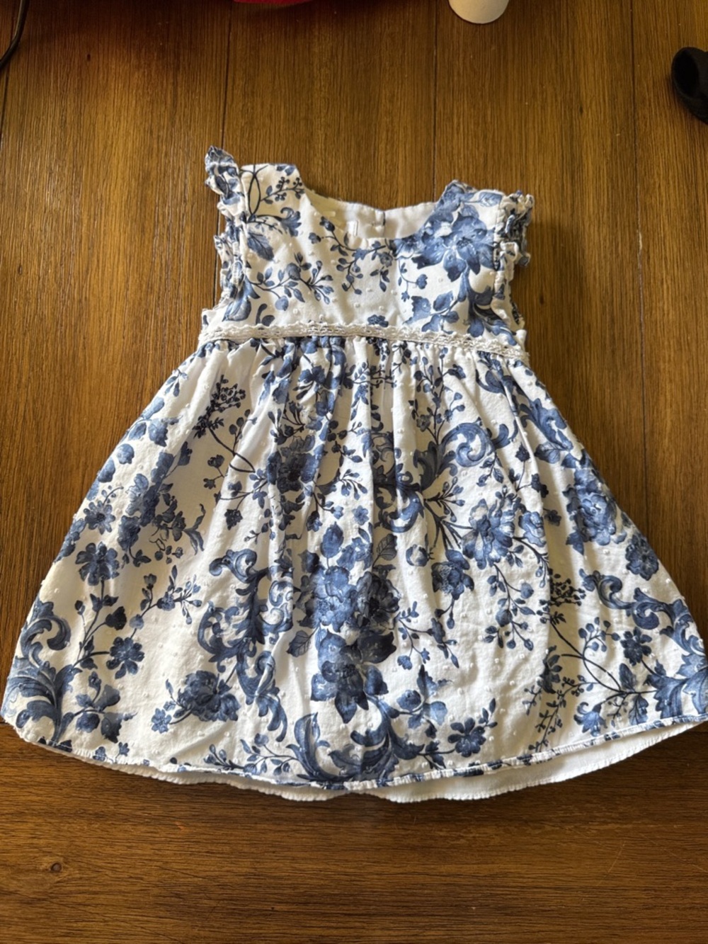 Blue Floral Cotton Sundress for Girls - Ruffle Sleeve Design